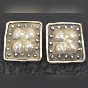 Vintage Sterling Silver N.Y.C 76 Clip On Earings